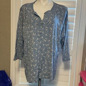 Chaps Blue Floral Blouse
